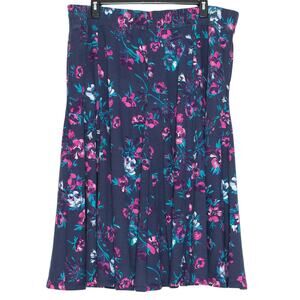 Woman Within Skirt Maxi Cottagecore Coastal Grandma Feminine Boho Floral Blue 3X